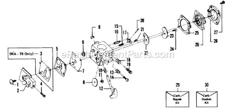 Page A Diagram and Parts List for 2610  Weed Eater Trimmer